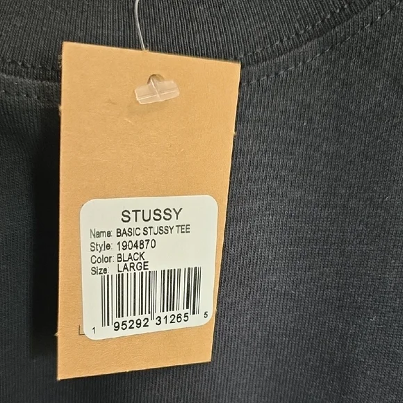 Stussy Black Short Sleeve Tee Classic Crew Neck - Picture 2 of 5